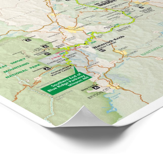Blue Ridge Parkway 2026 map poster (Corner)