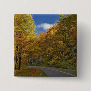 Blue Ridge Parkway curving through autumn colours 2 Inch Square Button