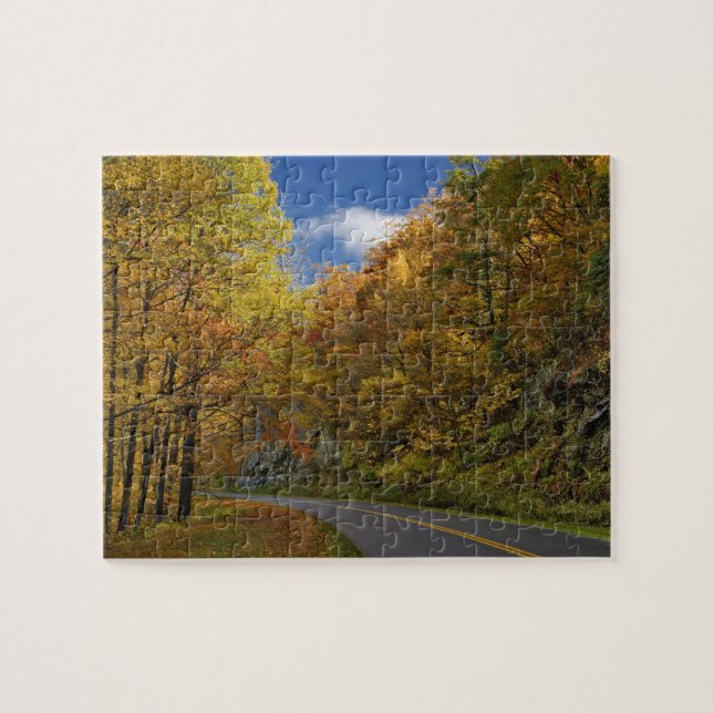 Blue Ridge Parkway curving through autumn colours Jigsaw Puzzle (Horizontal)
