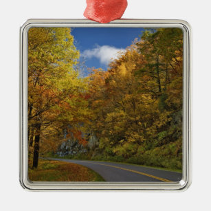Blue Ridge Parkway curving through autumn colours Metal Ornament