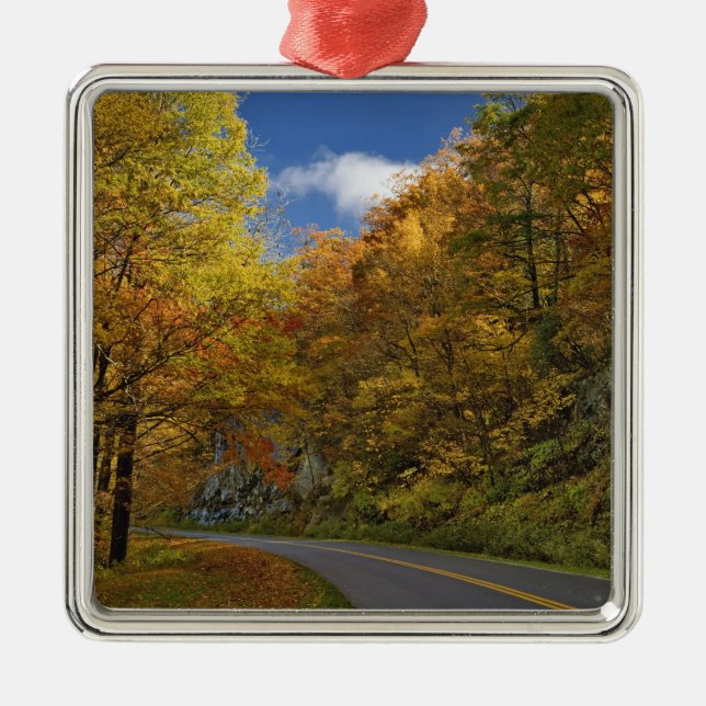 Blue Ridge Parkway curving through autumn colours Metal Ornament (Front)