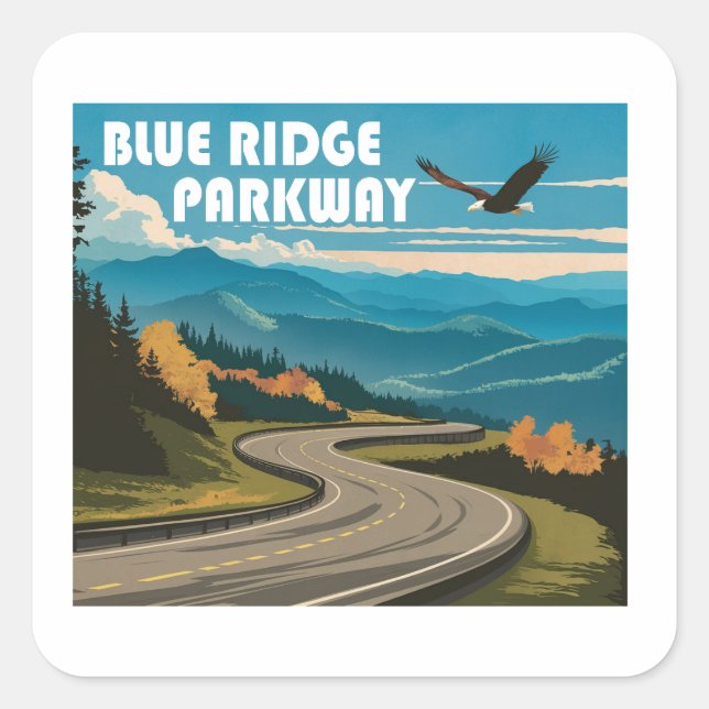 Blue Ridge Parkway Eagle Square Sticker (Front)