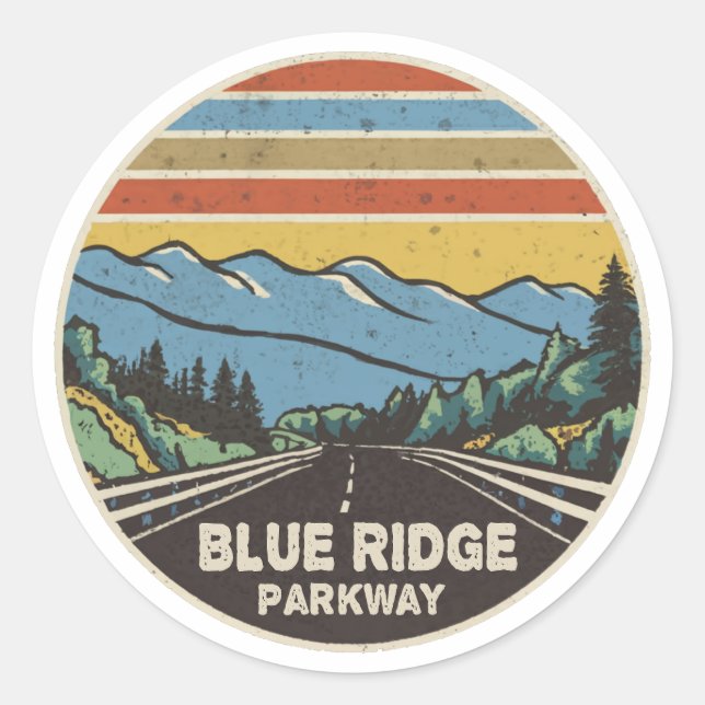 Blue Ridge Parkway Mountains Classic Round Sticker (Front)