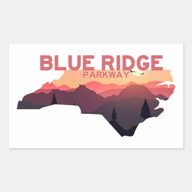 Blue Ridge Parkway North Carolina Map Sticker (Front)