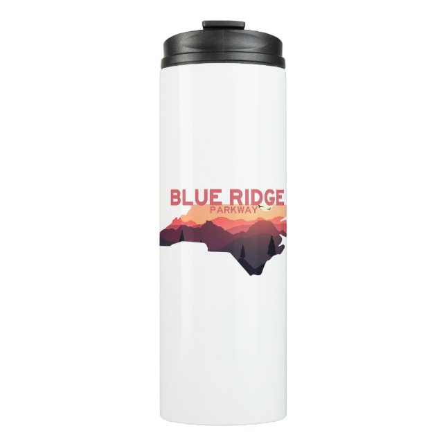 Blue Ridge Parkway North Carolina Map Thermal Tumbler (Front)