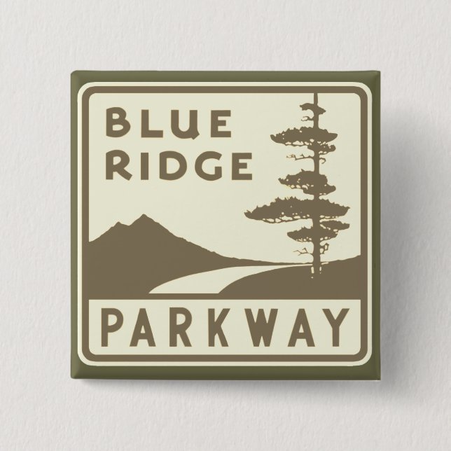 Blue Ridge Parkway shield 2 Inch Square Button (Front)