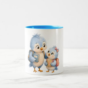 Blue Rim Mug Bird Brother Sister