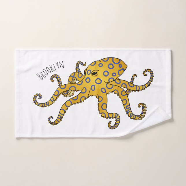 Blue-ringed octopus cartoon illustration  (Serviette à main)