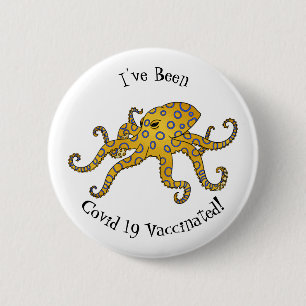 Blue-ringed octopus cartoon illustration 2 inch round button