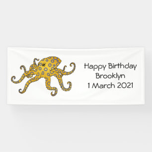 Blue-ringed octopus cartoon illustration banner