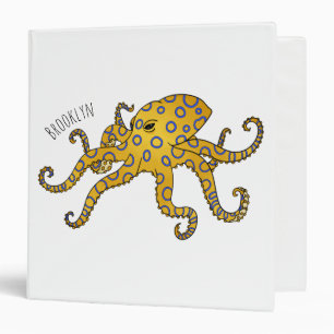 Blue-ringed octopus cartoon illustration binder
