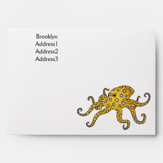 Blue-ringed octopus cartoon illustration envelope (Front)