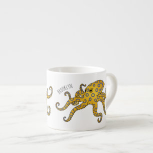 Blue-ringed octopus cartoon illustration espresso cup