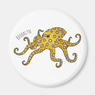Blue-ringed octopus cartoon illustration magnet