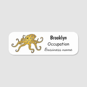 Blue-ringed octopus cartoon illustration name tag