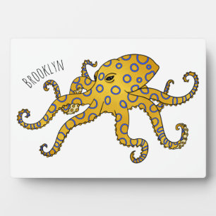 Blue-ringed octopus cartoon illustration  plaque