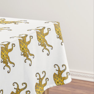 Blue-ringed octopus cartoon illustration tablecloth