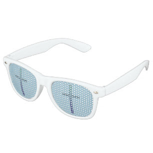 Blue Rippled Cross-Religious Retro Sunglasses