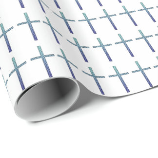 Blue Ripples Effect/Religious Cross Wrapping Paper
