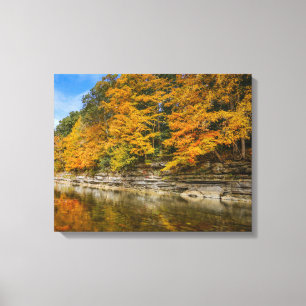 Blue river in the fall canvas print