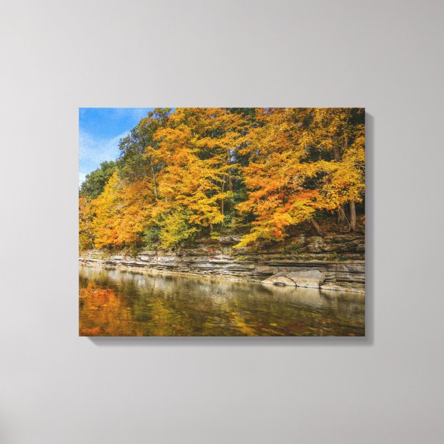 Blue river in the fall canvas print (Front)
