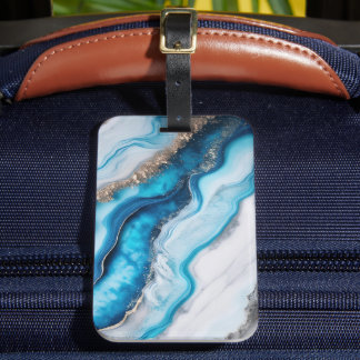 Blue River Marble Luggage Tag