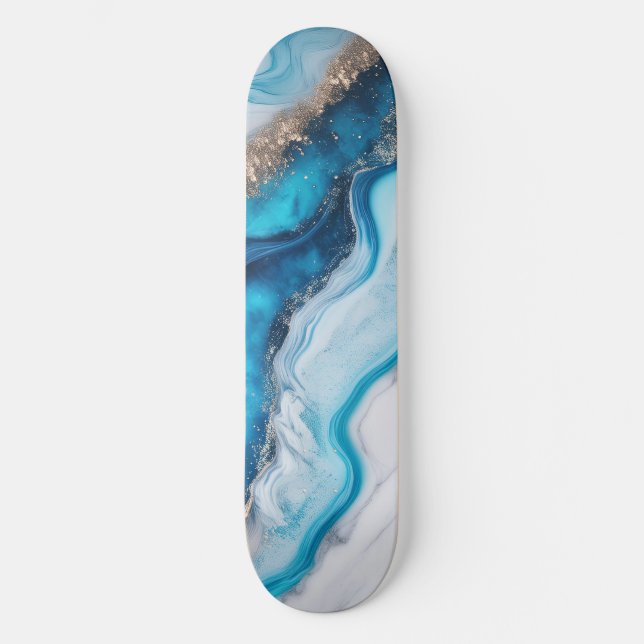 Blue River Marble Skateboard (Front)