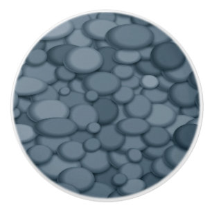 Blue River Rock Pebbles Art Ceramic Knob