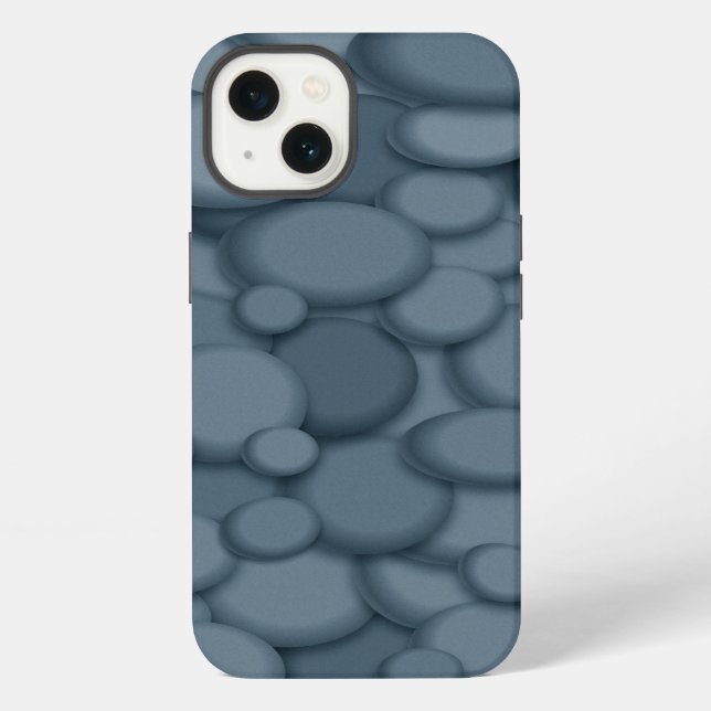 Blue River Rock Pebbles Art iPhone Case (Back)