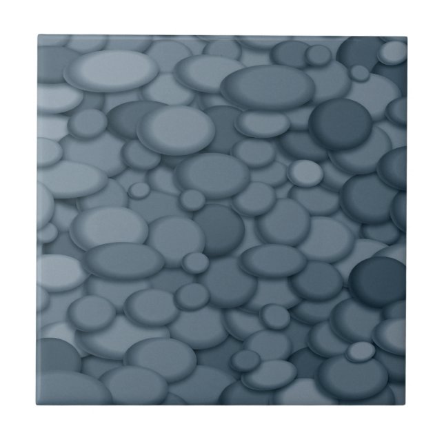 Blue River Rock Pebbles Art Tile (Front)