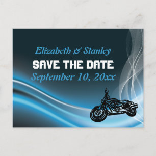 Blue road biker mariage Enregistrer la date carte 