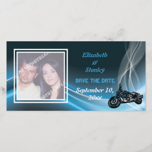 Blue road biker mariage Enregistrer la date carte 