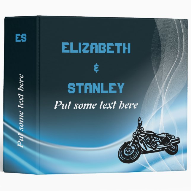 Blue road biker wedding wedding planner binder (Front/Spine)