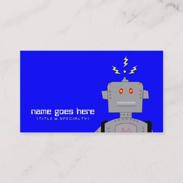 blue robot business card (Front)