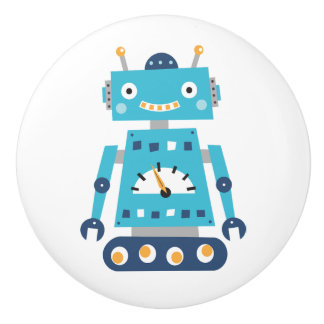 Blue robot door knobs for kids
