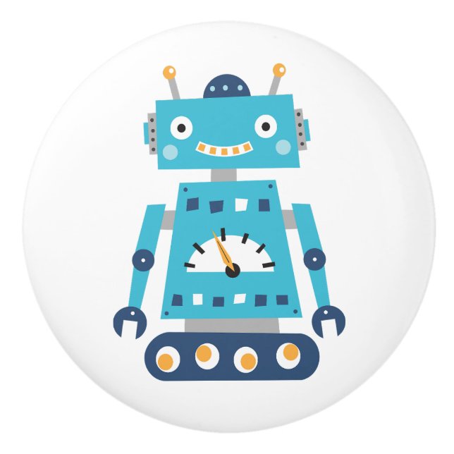 Blue robot door knobs for kids (Front)