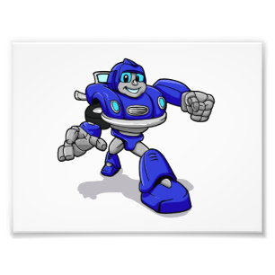 Blue robot for kids - Choose background colour Photo Print