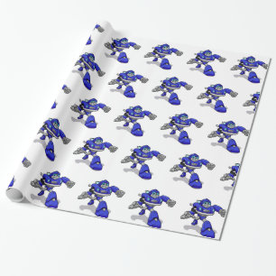 Blue robot for kids - Choose background colour Wrapping Paper