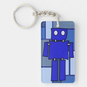 Blue Robot Keychain