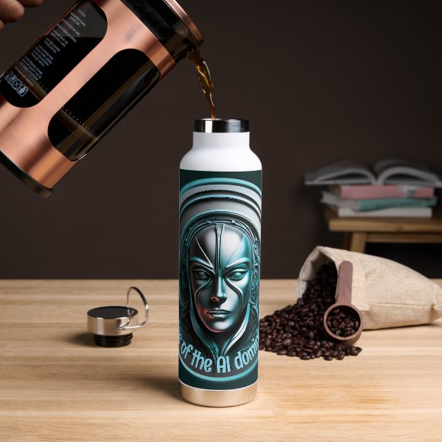 Blue Robot Mask - Rise of the AI dominioN Water Bottle (Coffee)