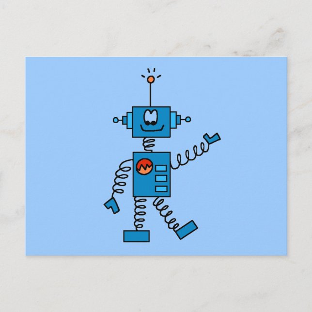 Blue Robot Tshirts and Gifts Postcard (Front)