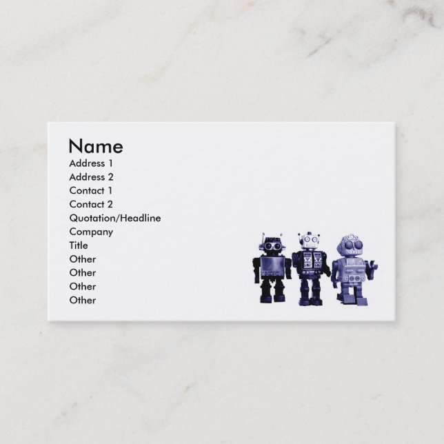 blue robots business card (Front)