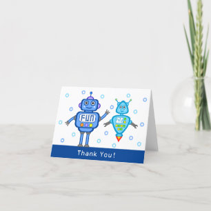 Blue Robots Carte de remerciements fête d'annivers