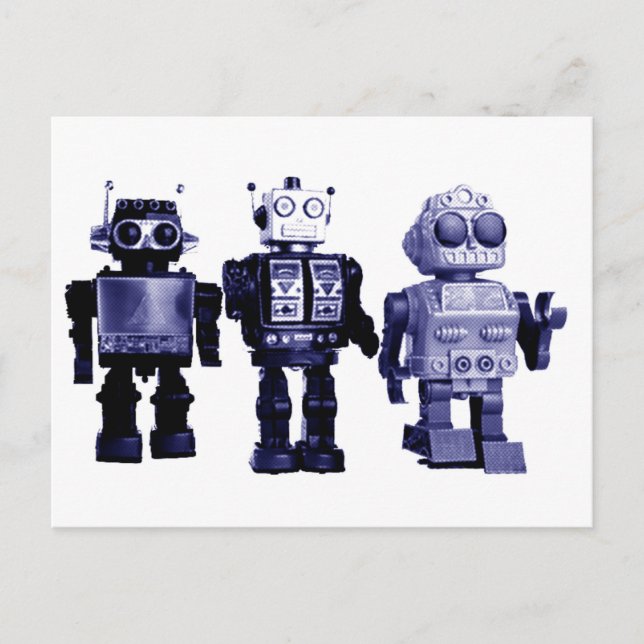 blue robots postcard (Front)