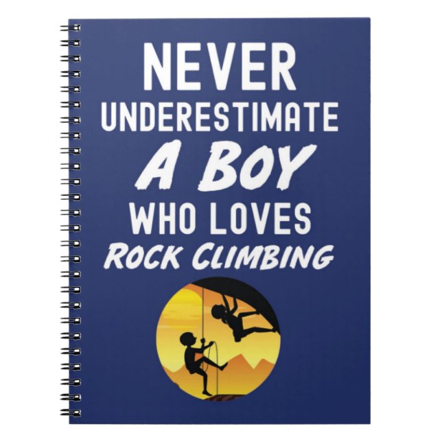 Blue Rock Climbing Gifts For Boys Climber For Kids Notebook (Front)
