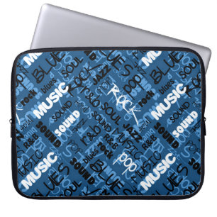 Blue Rock Pop R & B Music Text Laptop Sleeve