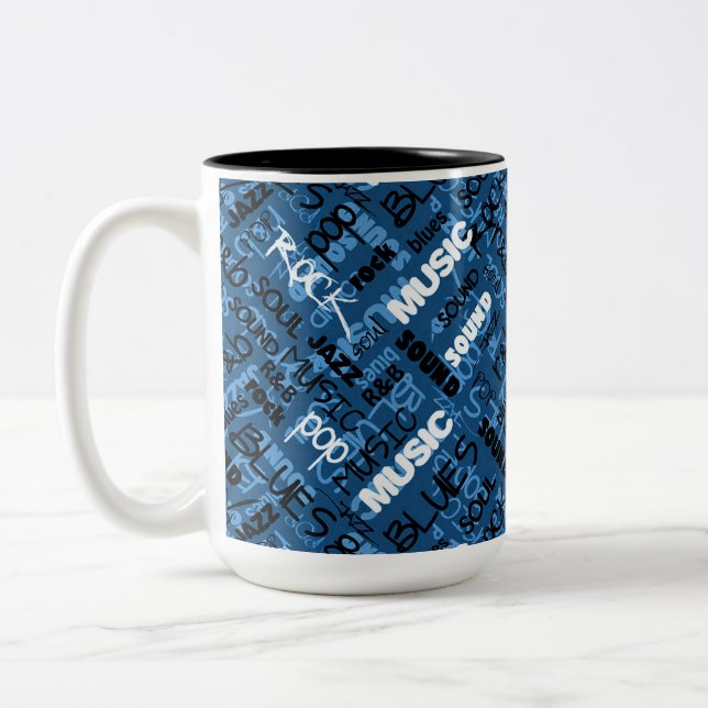 Blue Rock Pop R & B Music Two-Tone Coffee Mug (Left)