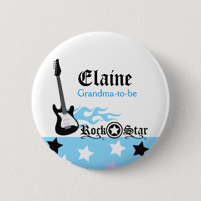 Blue Rock Star NAME TAG Personalized Button (Front)