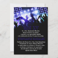 Blue Rock Star Quinceanera Birthday Invitation