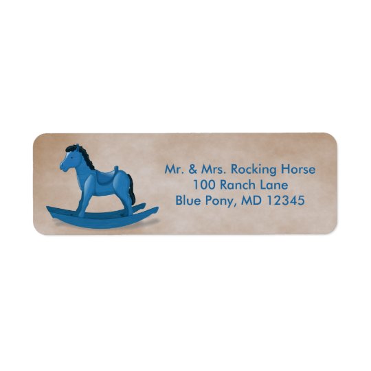 Blue Rocking Horse Baby Boy Custom Return Address Label